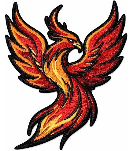 Amazon.com: Phoenix Phenix Birds Scarlet red Gold Embroidered