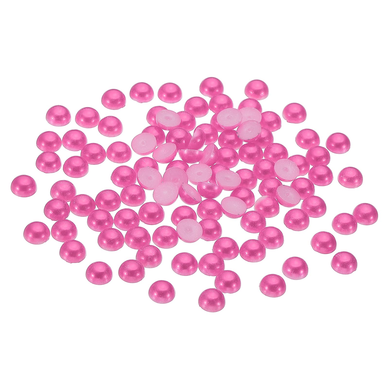 PATIKIL 1000Pcs Flatback Pearls Beads for Crafting, 6mm Half Round Resin Beads Flatback Pearls for Nail Charms Handmade Phone Case Embellishment, Rose Red