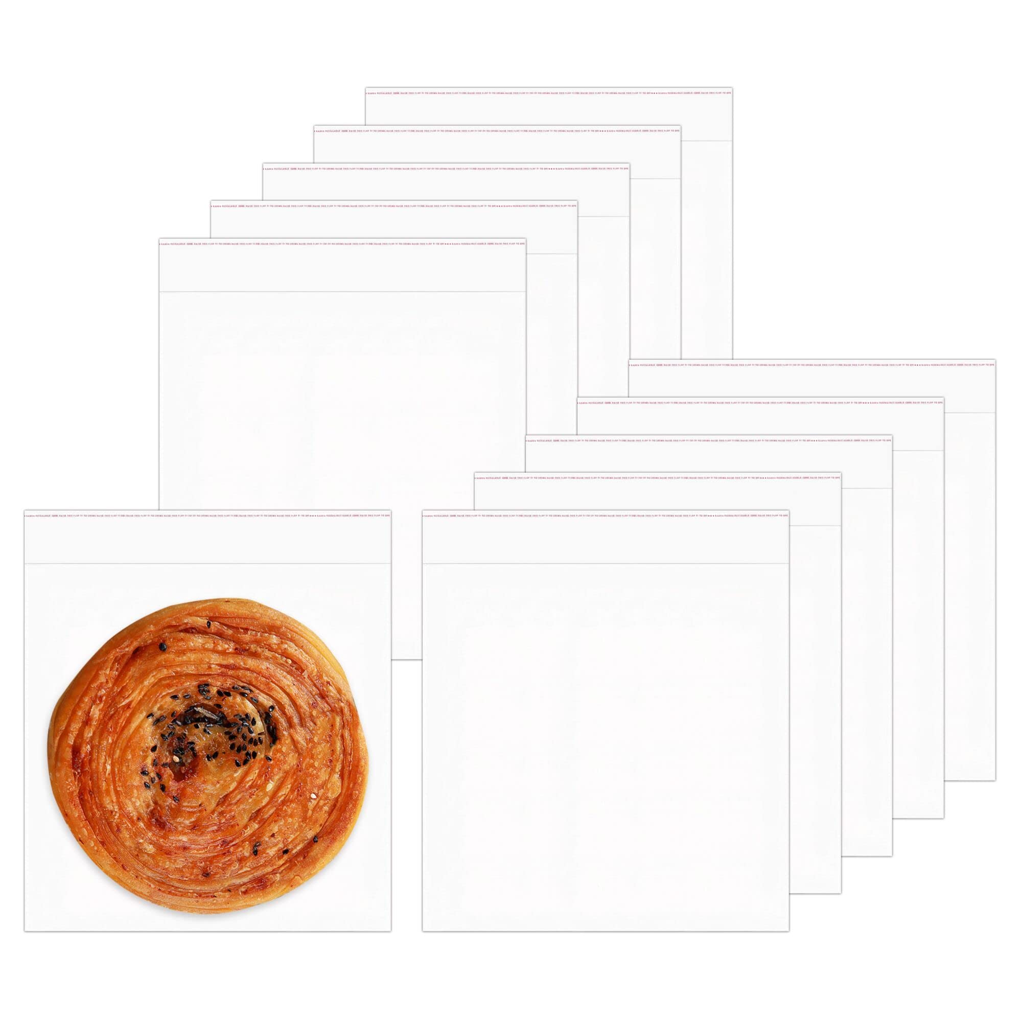 Selbstklebende Zellophan Beutel 100pcs 18x18cm Transparente Klebeverschluss Cellophantaschen 50µm Klare Kunststoff Taschen Square Versiegelbare Plastiktüten für Süßigkeiten Schokolade Bäckerei Cookies