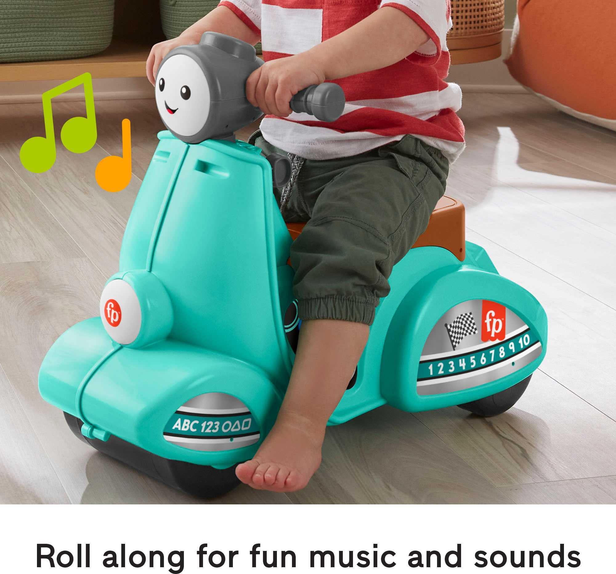 Fisher-Price Toddler Ride-On Toy Laugh & Learn Smart Stages Cruise Along Scooter with Lights Music & Learning for Infants Ages 1+ Years (Amazon Exclusive)