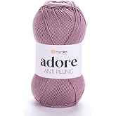 YarnArt Adore &ndash; 100% Anti-Pilling Acrylic Yarn, Light DK, 100g (3.5 oz), 280m (306 yd) &ndash; Soft &amp; Durable for Knitting &amp; Crochet, Baby &amp; Amigurumi Projects &ndash; Plum - 344