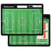HIGHRAZON Soccer Coaching Board, Portable Double Sided Dry Erase Clipboard | Premium Double Sided Soccer Board with Full &amp; Half Court, Includes Marker &amp; Eraser, Great Accessory for Soccer Coaches