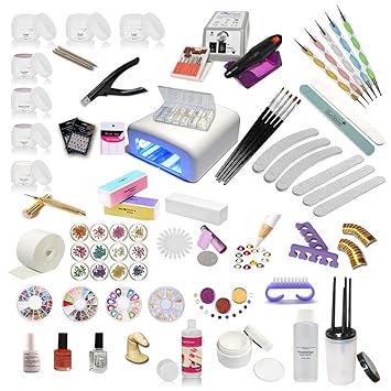 Nagelstudio Starterset UV Gel Set Inkl. Nagelfräser UV Lampe Nailart ist ein ideales Gel Nagel Set für künstliche Fingernägel