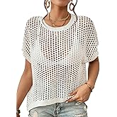 Bsubseach Crochet Cover Ups for Swimwear Women Hollow Out Knit Bikini Beach Swimsuit Cover Up Summer Crochet Top