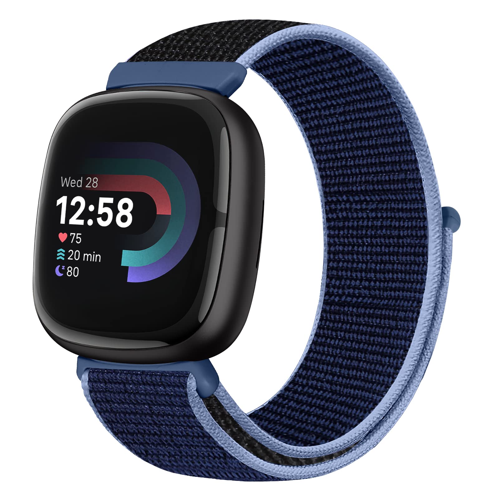 Runostrich Nylon Loop Straps Compatible with Fitbit Versa 4/Sense 2/Versa 3/Sense, Soft Breathable Sport Adjustable Replacement Band Women Man Wristband Accessories