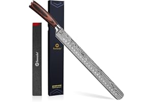 Sunnecko Brisket Knife Sharp Carving Knife 12 Inch, High Carbon Steel Meat Knife for Slicing, Pakkawood Handle