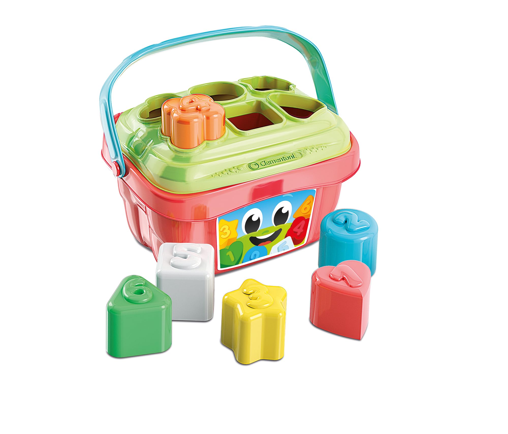 Clementoni- Shape Sorting Bucket: With 6 Shapes & Numbers, Stimulates Hand-Eye Coordination (9+ Months) — image 1