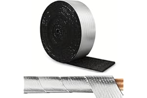 Pipe Insulation Wrap, 2.4" Wide X 32.8 Ft Outdoor Foam and Foil Pipe Wrap Insulation Tape Self Adhesive for Winter Freeze Pro