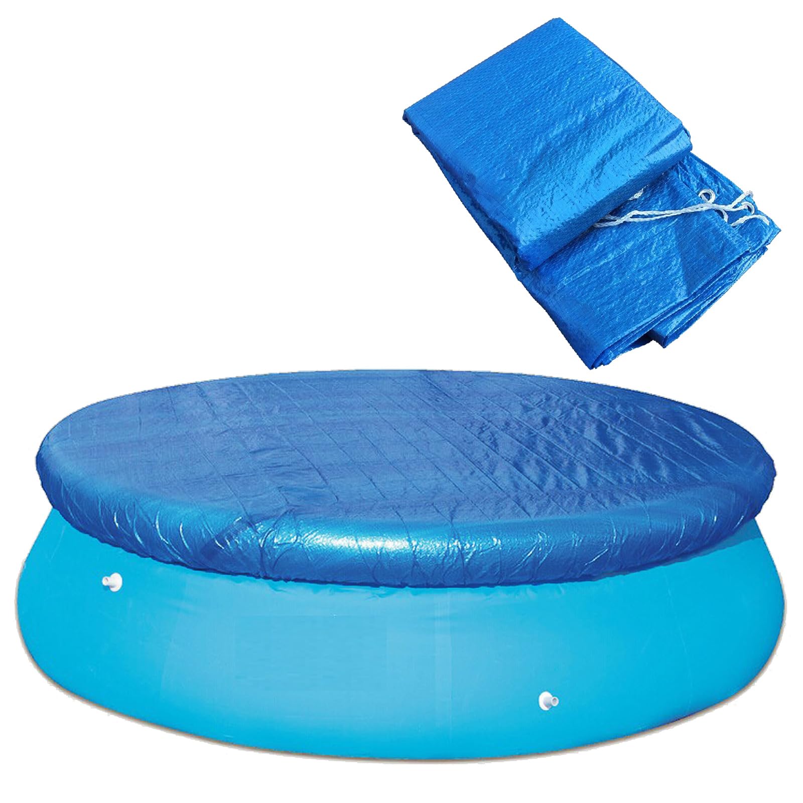 12FT Round Pool Cover, Foldable Swimming Pool Cover with Drawstring, Easy Set Heat Insulation Frame Protector for Garden