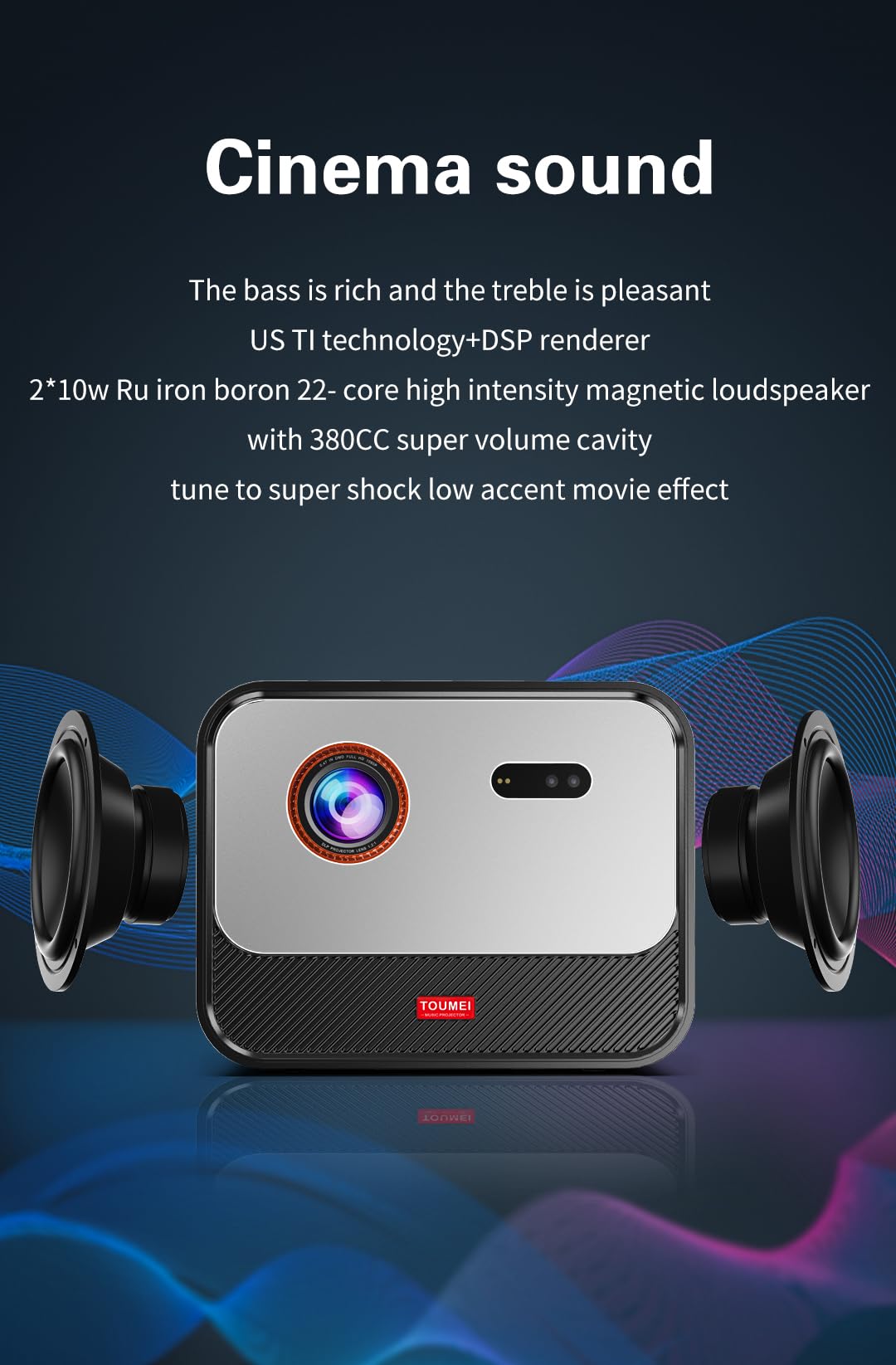 Yinzam X5 Projector, Smart Home Cinema Video Projector with 1920*1080P MAX 4K Bluetooth Voice Control 20W Sound System, 2200 Ansi Lux Android 3D Projector