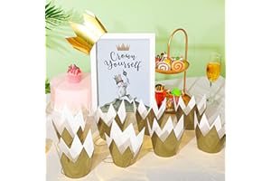 Laumoi 24 Pcs Mini Crowns Paper Crowns with Elastic Strap Gold Party Hats Birthday Party Supplies Shower Decorations Celebration Princess Costume Supplies