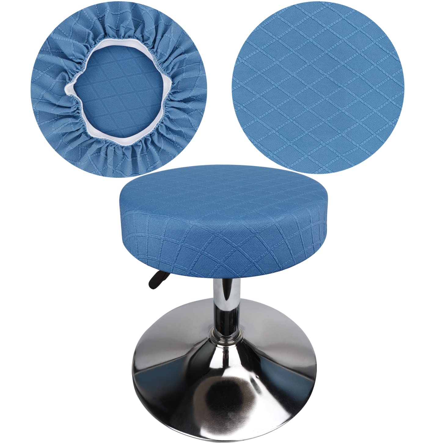 HuaLiSiJi Stool Covers Round 30-40cm/12-15.7" Round Bar Stool Covers, Luxurious Fabric Stretchable Wrinkle Resistant Washable Dustproof Stool Cover (1, Blue)
