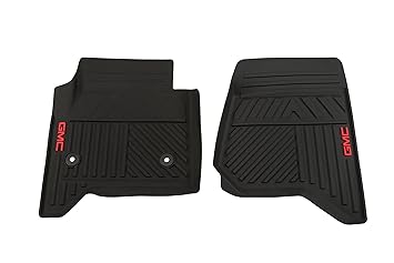Gm Accessories 23452764 Front All Weather Floor Mats In Black With Deep Rib Gmc Logo And Retainers
