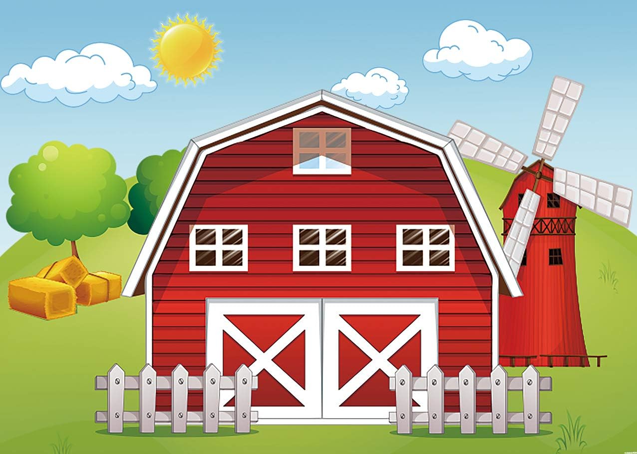 Amazon Com Daniu 5x3ft Cartoon Farm Animals Backdrop Red House Farm Windmill Backdrop Kids Children Birthday Party For Photography Decor Photo Booth Banner Photo Studio Props Camera Photo