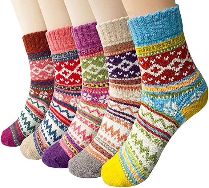 5 Paia Calze Termiche Donna Justay - In Lana, Cotone E Poliestere, Taglia Unica 36-41, Per Inverno E Attività All'Aperto