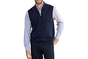 Makkrom Mens Quarter Zip Sleeveless Golf Vest Pullover Stand Collar Casual Vests Outerwear