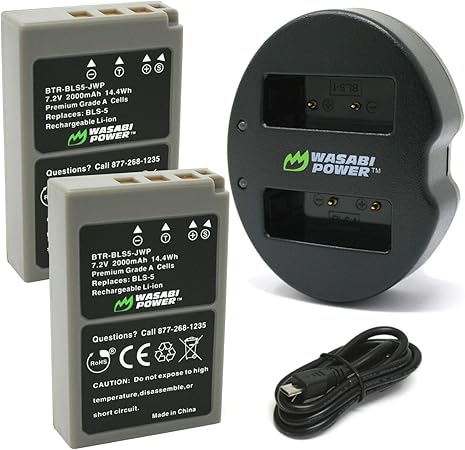 Amazon Com Wasabi Power Battery 2 Pack And Dual Usb Charger For Olympus Bls 5 Bls 50 Ps Bls5 Camera Photo