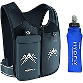REVALI Running Vest, USA Original Patent, Zip Reflective Running Vests with 500ml Hydration Bottle, Adjustable Waistband & Breathable Material, Chest Pack Gear Phone Holder for Men & Women