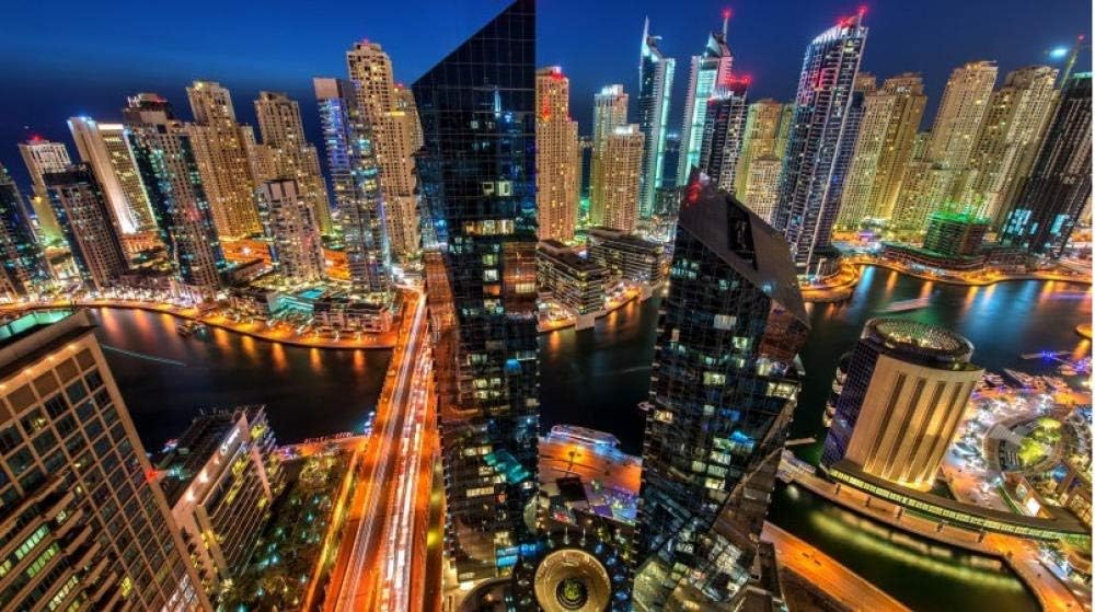 HCYEFG DIY Jigsaw Puzzle 1000 Pieces Jigsaw Puzzles Night in Dubai for Adult Kids Educational Puzzle Toys