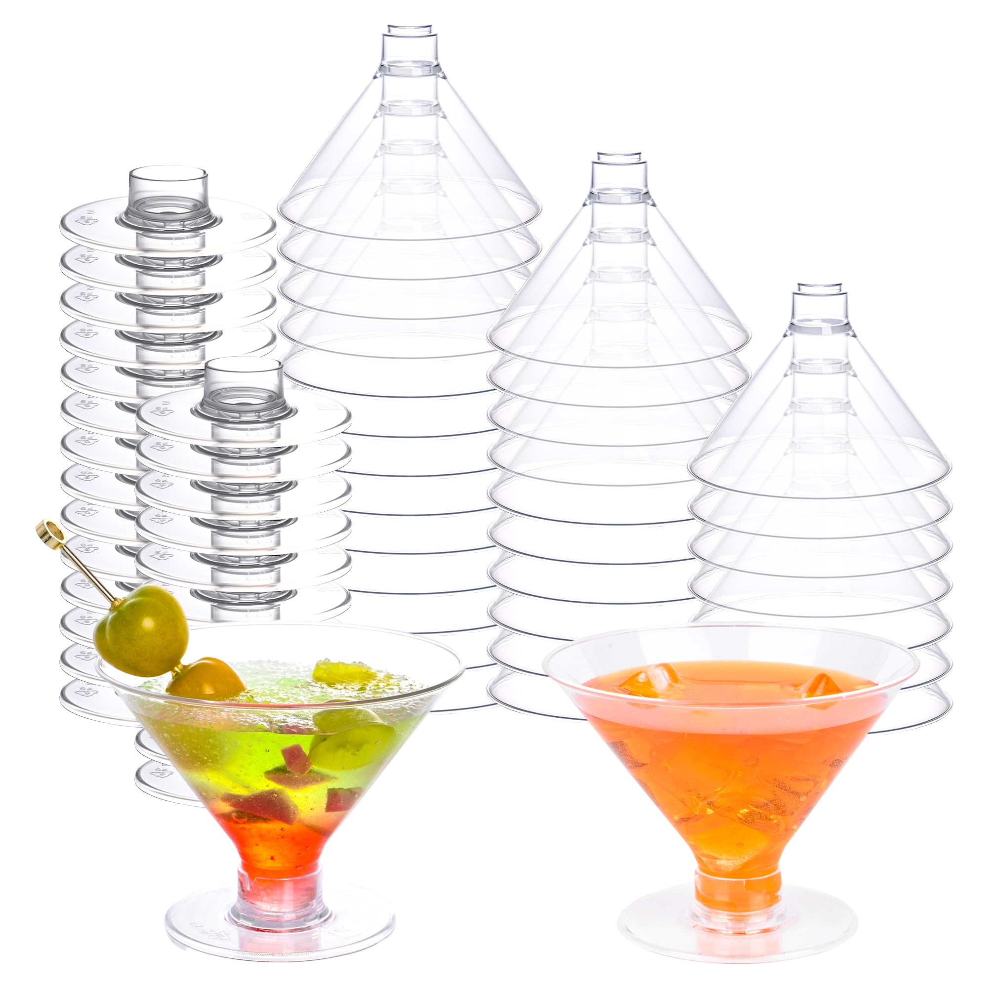 Photo 1 of 50 Pack Disposable Plastic Martini Glasses for Parties, 5 Oz Crystal Clear Cocktail Cups for Wedding Party Bowl Wine Ice Cream Fruit, Bars and Home Entertainment | Crystal Clear & Lightweight