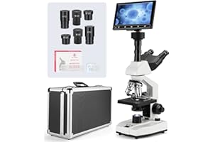 Vabiooth Lab Constant Temperature Stage Trinocular Compound Microscope 40X-2500X Magnification with 7" Monitor 5MP E-Eyepiece