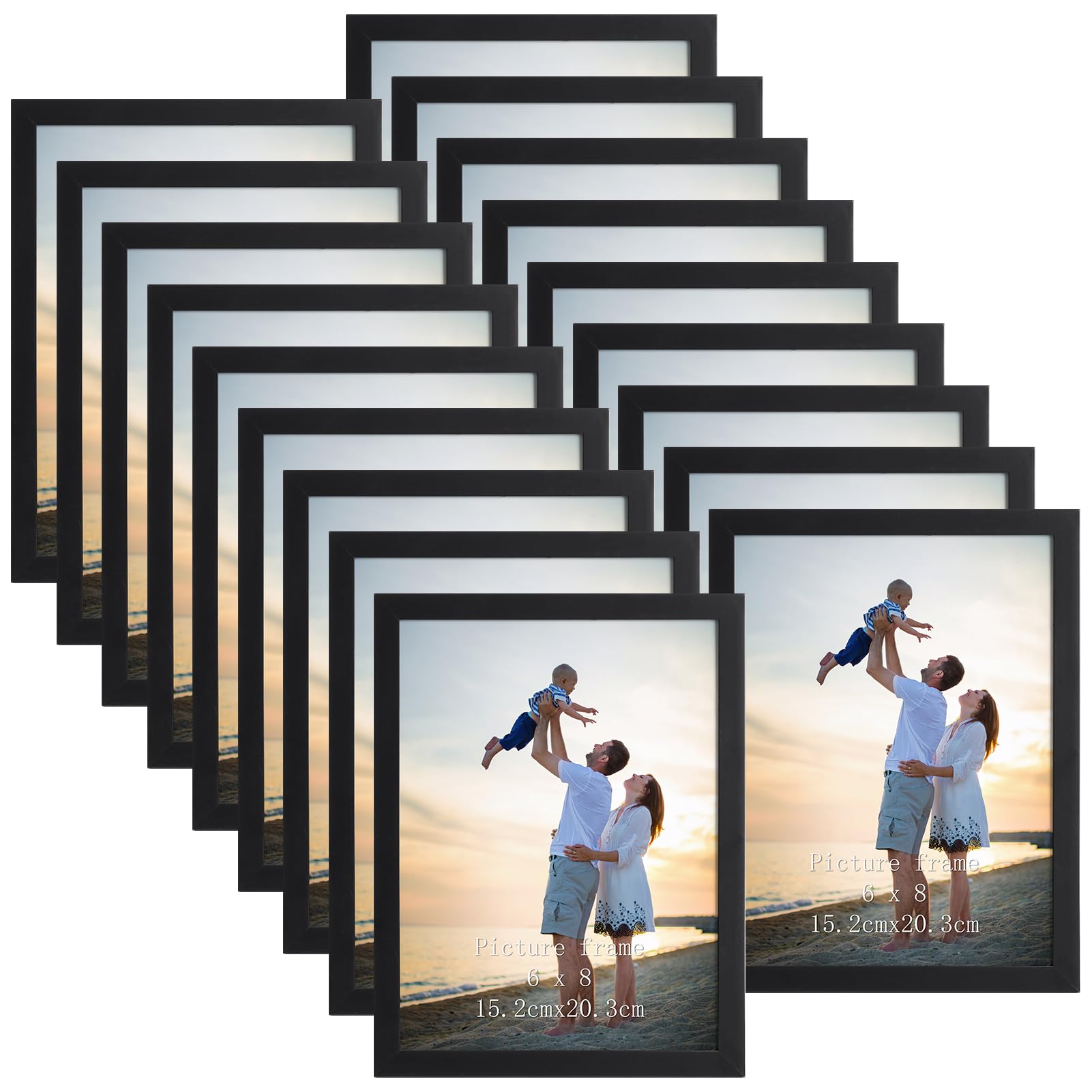 EYMPEU 18-Pack 8x6 Photo Frame, Slim Black Picture Frames 8x6, Elegant Design for Wall and Table Decoration