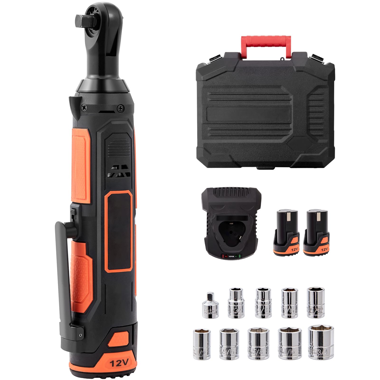 18V 3/8 Cordless Ratchet Wrench Electric Wrench Tool Set with 2 Battery - US $5