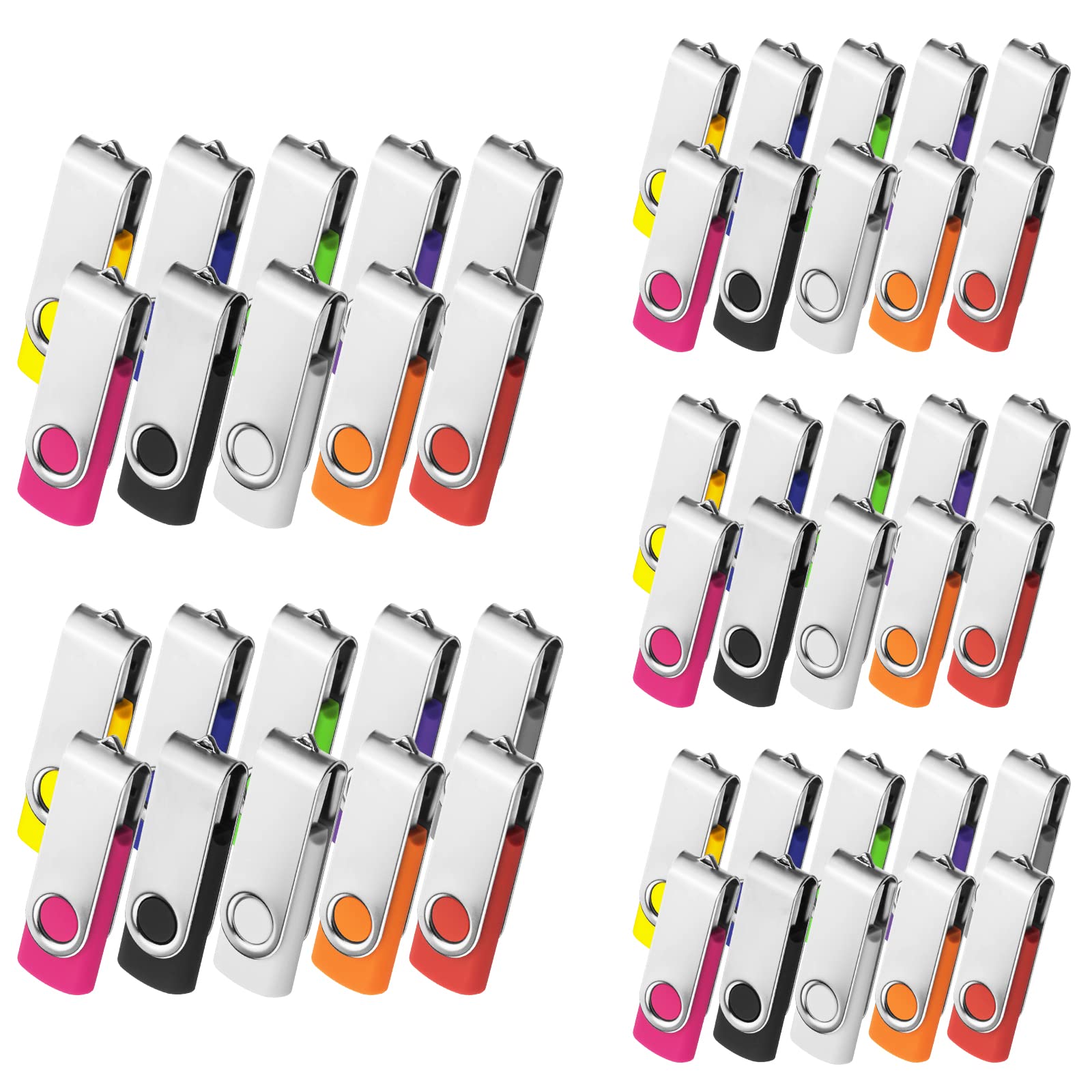 AreTop USB Stick 1 GB Pack of 20 High Speed Swivel Memory Flash Drives for PC, Laptop, Car Multi coloured 512MB 50 Pack