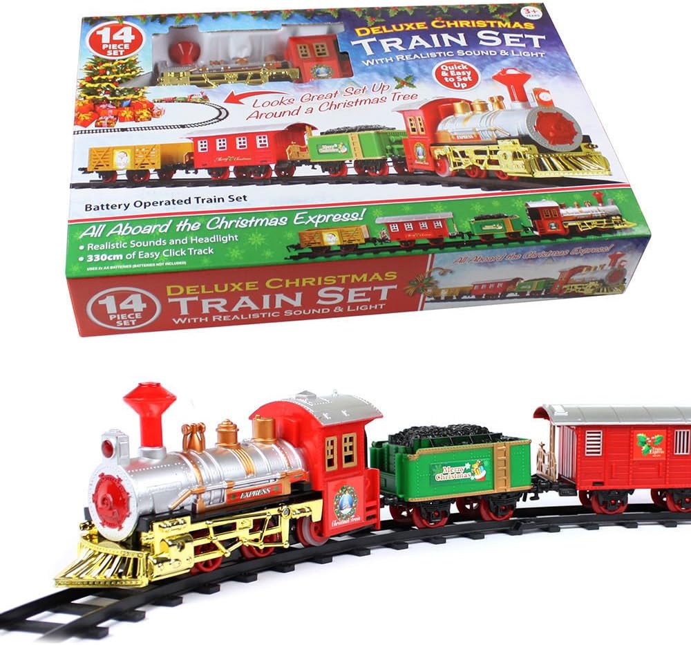 CHRISTMAS EXPRESS Holiday Festive Train Set Toys Track Light & Sound Xmas Gift by Lizzy®