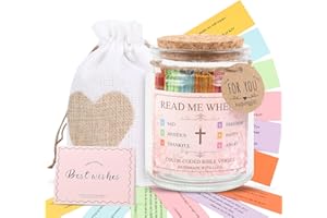 XUPINGJITI Handmade Jars Bible Verses in a Jar Hope Prayer Scripture Jar Church Biblical Christian Gifts for Dad Mom Teacher Women Men Read Me When Glass Jars with 96 KJV Bible verses