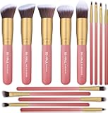 BS-MALL New 14 Pcs Makeup Brushes Premium Synthetic Kabuki Makeup Brush Set Cosmetics Foundation Blending Blush Eyeliner Face Powder Brush Makeup Brush Kit(golden Pink)