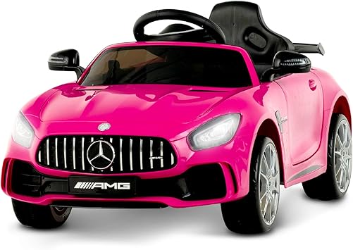 Uenjoy Electric Kids Ride On Car Mercedes Benz AMG GTR Motorized Vehicles with Remote Control, Battery Powered, LED Lights, Wheel Suspension, Music, Horn, TF Card, USB Port, Portable Handle, Pink