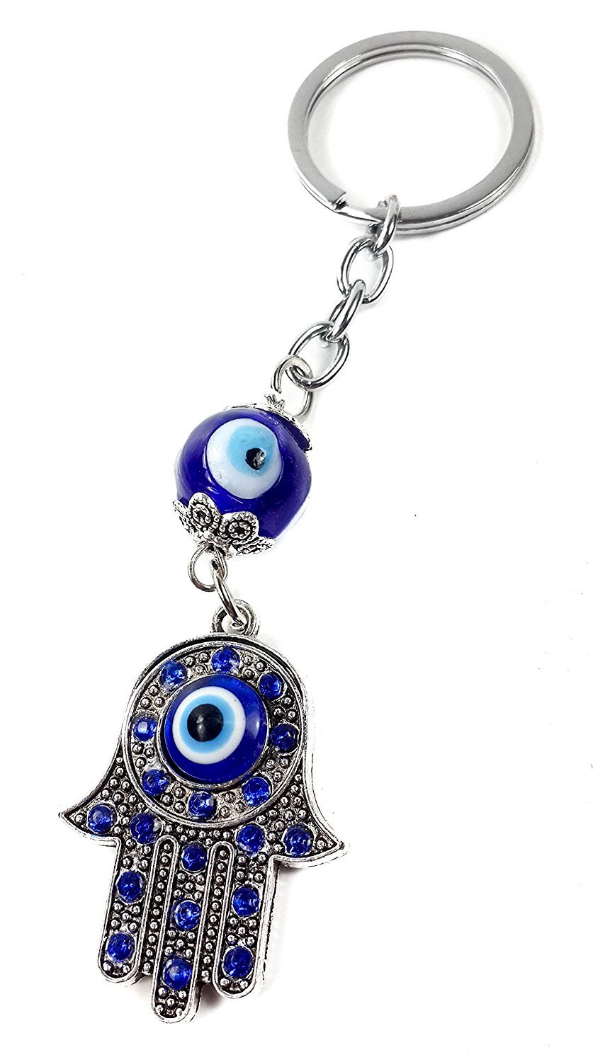 Nazareth Store Evil Eye Keychain Hamsa Fatima Hand Protection Charm Key Chain Good Luck Amulet