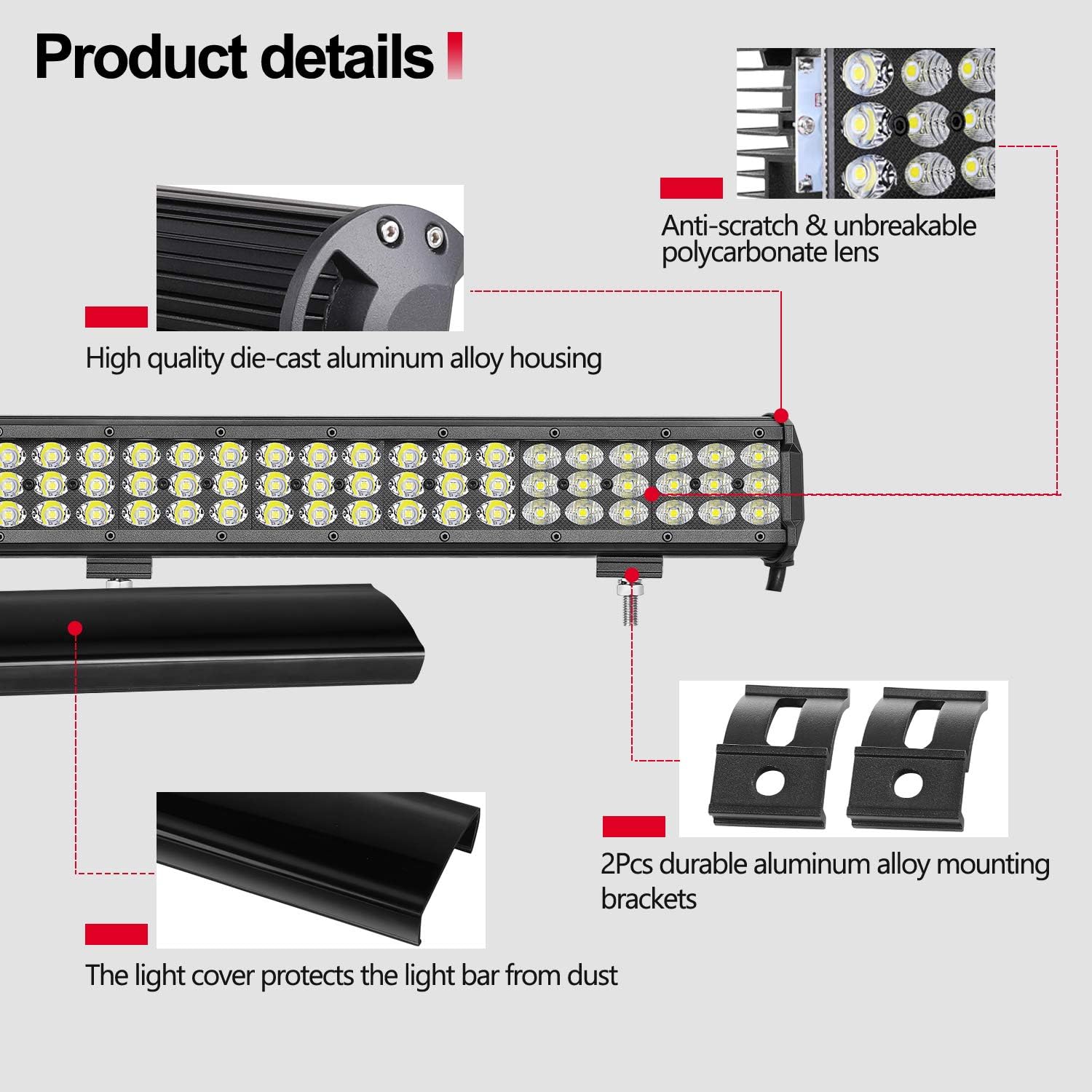 LED Light Bar 30 Inch Auto Power Plus 270W CREE Light Bar with Wiring