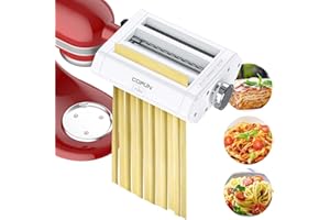 Pasta Attachment for Kitchenaid Mixer Cofun 3 in 1 for Kitchen Aid Pasta Maker Assecories Included Pasta Sheet Roller, Spaghetti Cutter, Fettuccine Cutter
