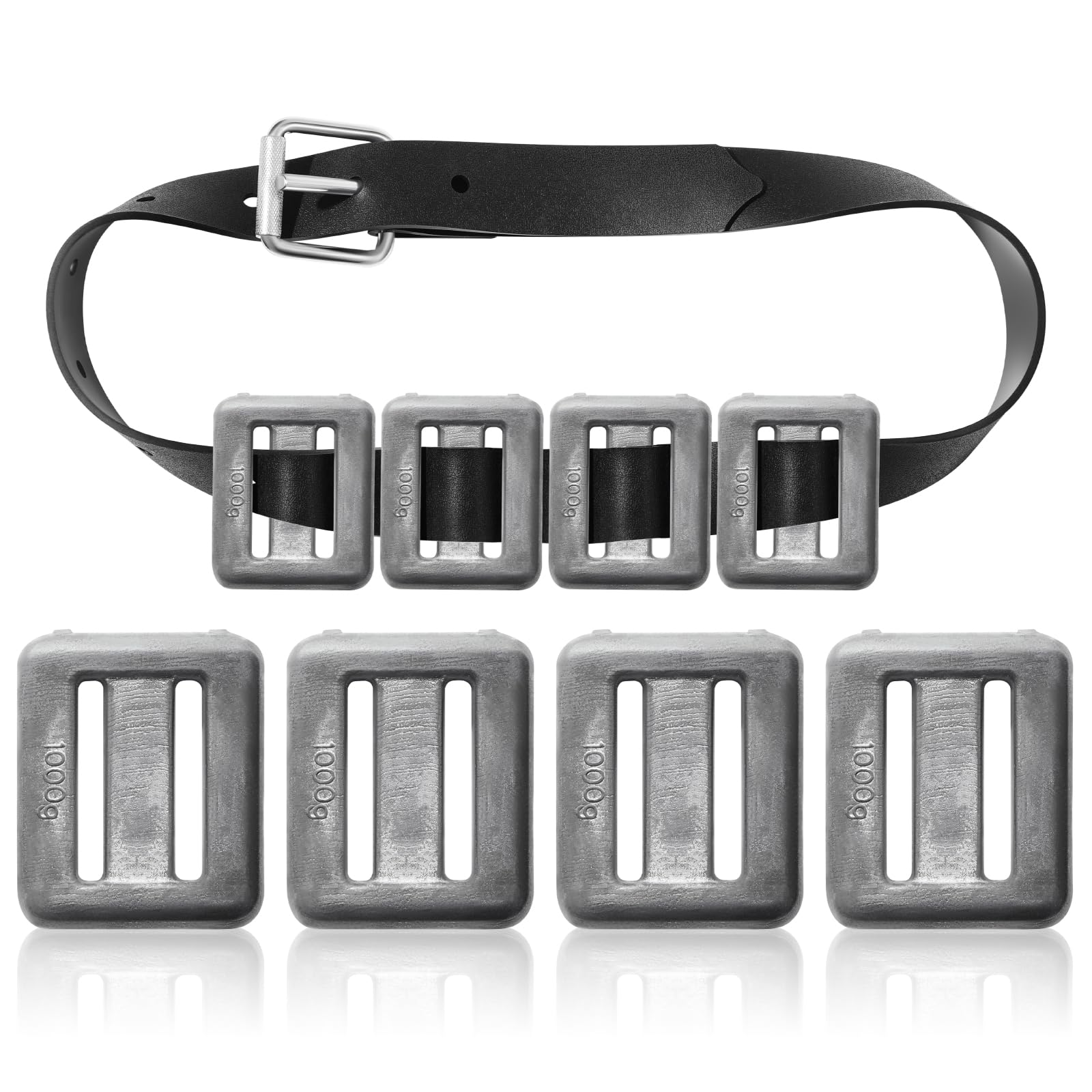 Photo 1 of Shimeyao 4 Pcs 2.2 lb Dive Weights Rubber Belt for Scuba Diving Weight Belt with Metal Buckle Scuba Metal Block for Summer Freediving Spearfishing Underwater Operations