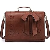 ECOSUSI Women's Briefcase Vegan Leather Laptop Bag for Work Shoulder Computer Satchel Bag with Detachable Bow