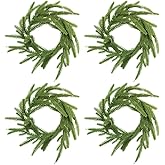 4PCS Pine Wreath Candle Rings, Christmas 4 Inch PE Soft Pine Garland, Artificial Wedding Table Centerpieces for Xmas Party, Home Decoration
