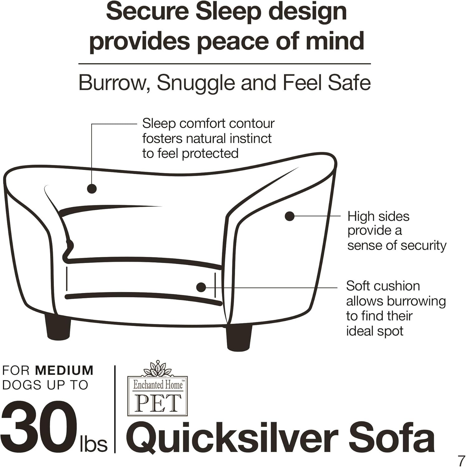 Enchanted Home Pet Quicksilver Pet Sofa Bed, 34 by 3 by 15.5-Inch, Silver : Pet Furniture : Pet Supplies