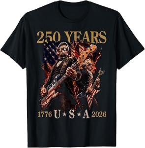 Presidents Abe Lincoln and George Washington Playing Guitar T-Shirt