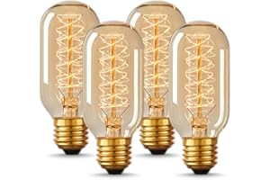 Edison Light Bulbs [4 Pack], DORESshop 40W E26 Light Bulbs, T45, Dimmable Incandescent Light Bulbs, 110-130 Volts, Vintage Li