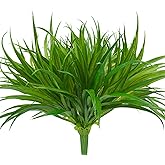 Phliofd 6Pcs Artificial Grass Fake Plants 17.3in 16 Leaves Outdoor Fake Grass UV Resistant Greenery Plastic Plants for Home Window Garden Office Patio Hanging Planter Pathway Front Porch Décor