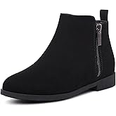 Harvest Land Girl Boots Kids Ankle Boots Warm Side Zipper Low Heel Short Booties Winter Anti-Slip Outdoor Shoes for Little Kids/Big Kids