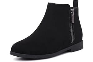 Harvest Land Girl Boots Kids Ankle Boots Warm Side Zipper Low Heel Short Booties Winter Anti-Slip Outdoor Shoes for Little Kids/Big Kids