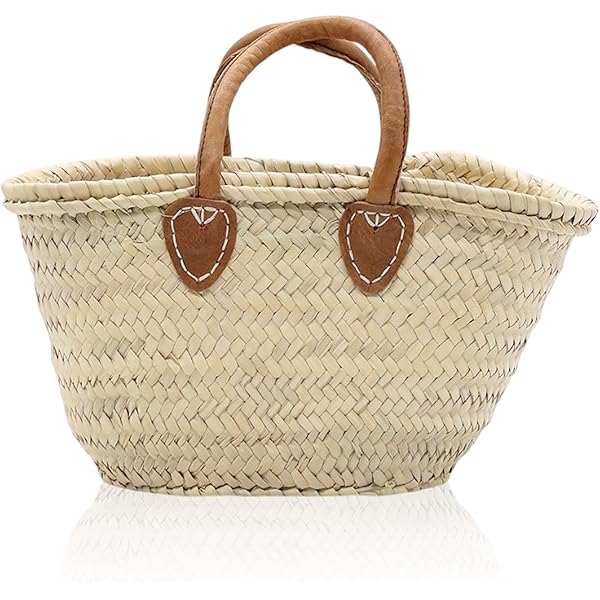 Amazon.com: French basket with leather strap, Straw backpack