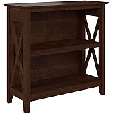 Bush Home Key West Small 2 Shelf Bookcase in Bing Cherry, Compact Home Organizer, Vertical Storage Solution, Bookshelf for Of
