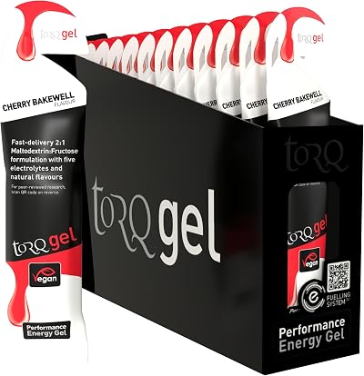 TORQ Running Gels with Electrolytes Cherry Bakewell 30g Carbs 2:1 Maltodextrin