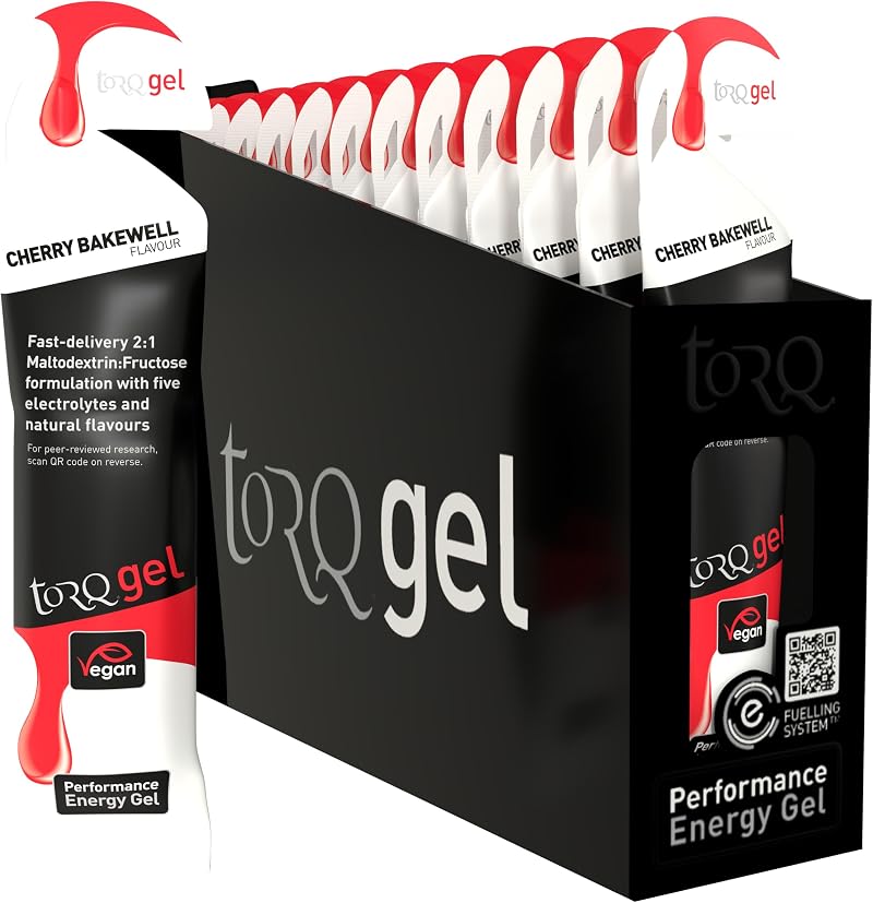 TORQ Running Gels with Electrolytes Cherry Bakewell 30g Carbs 2:1 Maltodextrin