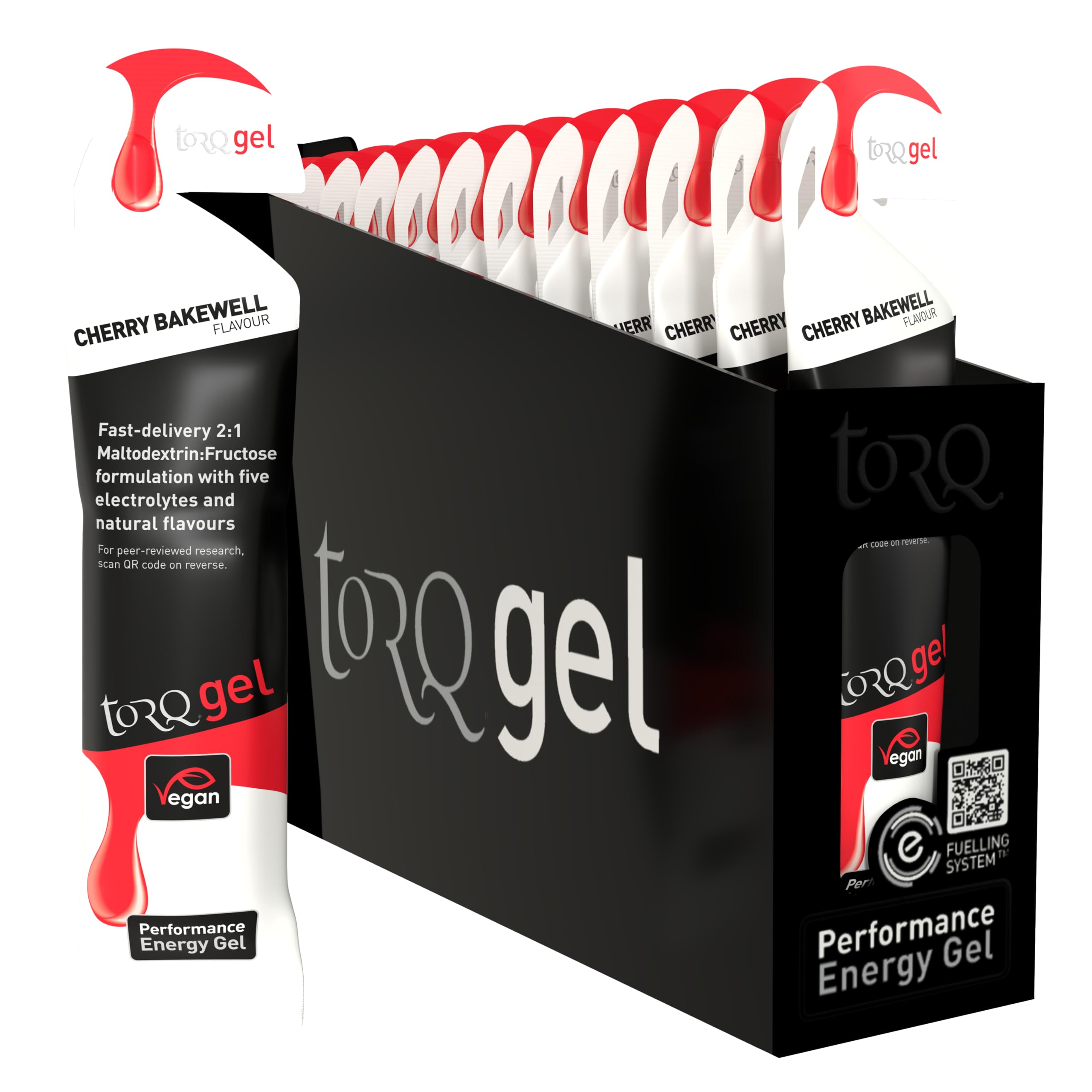 TORQ Running Gels with Electrolytes - 2:1 Maltodextrin: Fructose for Endurance Sports & Optimal Performance | Energy Gels for Running, Cycling & Marathons - 30g Carbs Per Gel | Cherry Bakewell 15