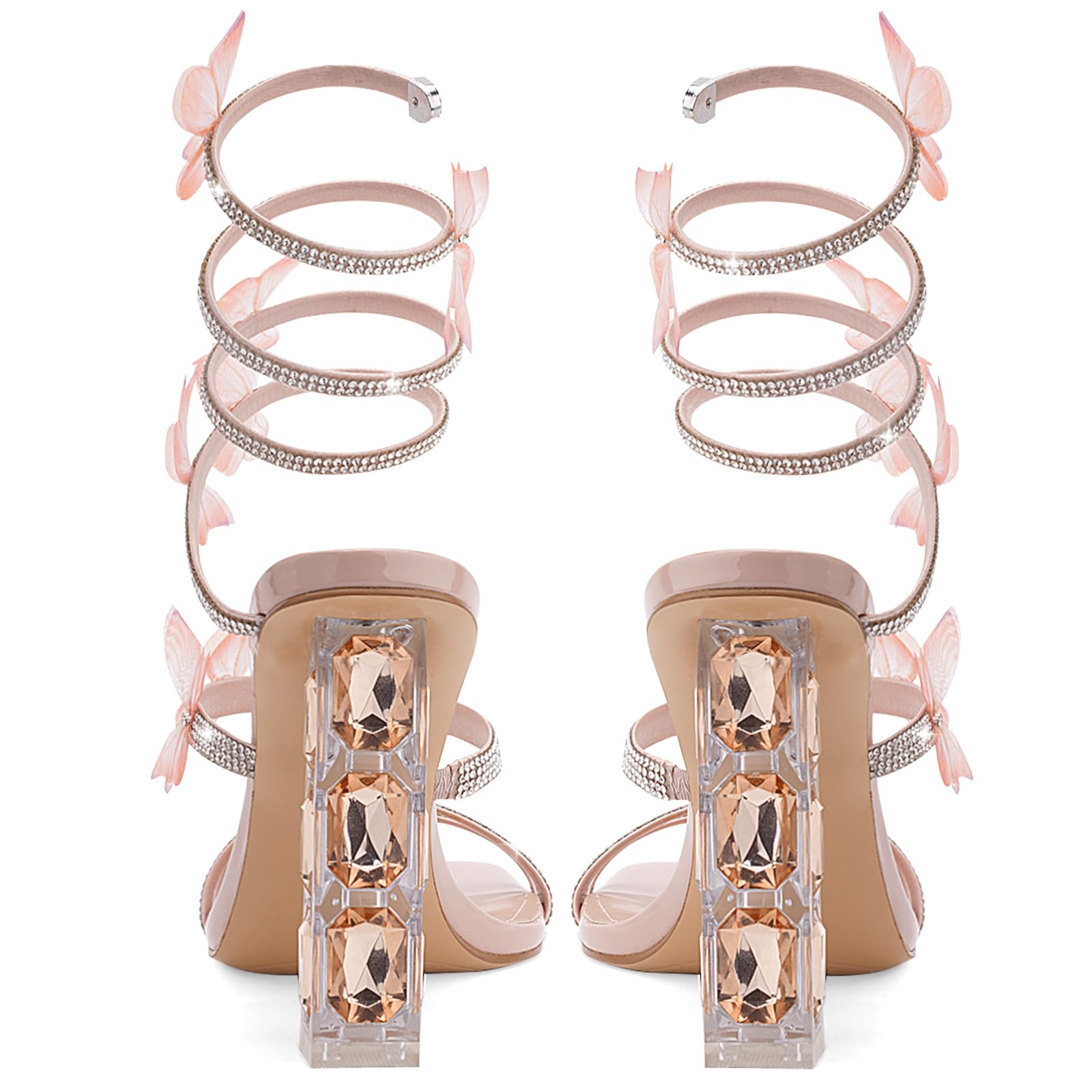 VOZTOLLS Womens Lace Up Sandals Square Open Toe